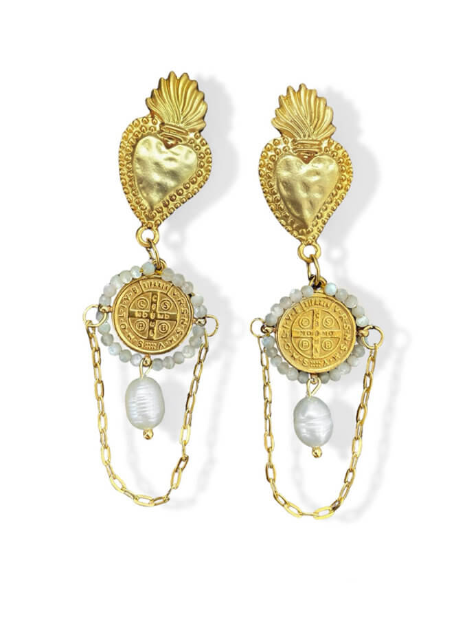 Акцентні сережки з медальйоном NSTONE (NST_NS5)