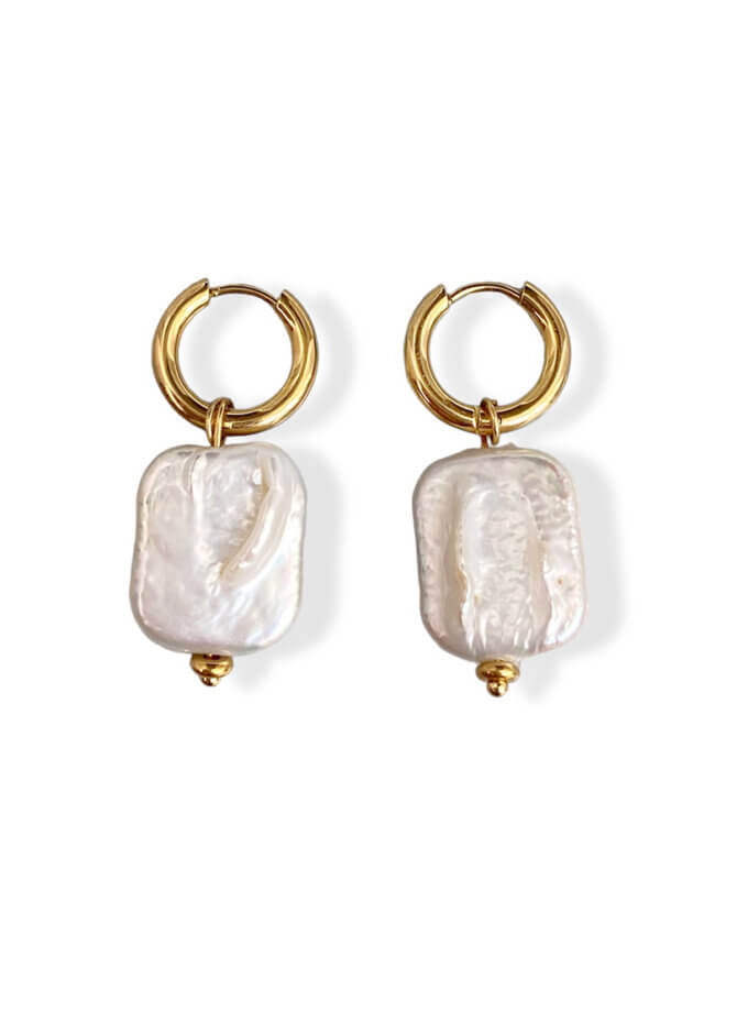 Сережки з бароковими перлинами прямокутної форми NSTONE (NST_NS9)