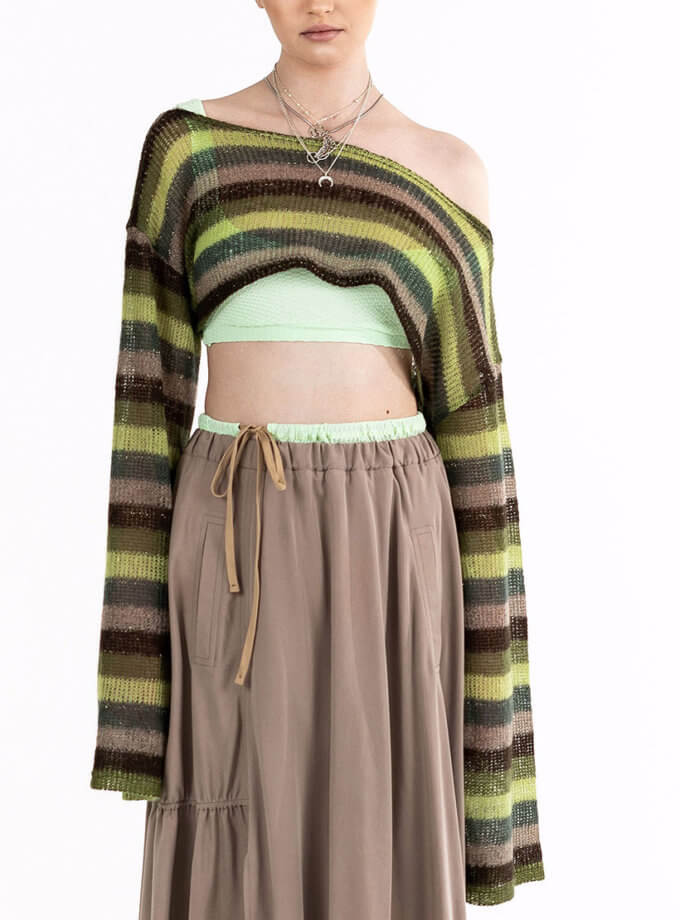 Светр з зеленої смугастої в‘язки 7/11 SEVEN ELEVEN (SE_SE25Slv_Grn)