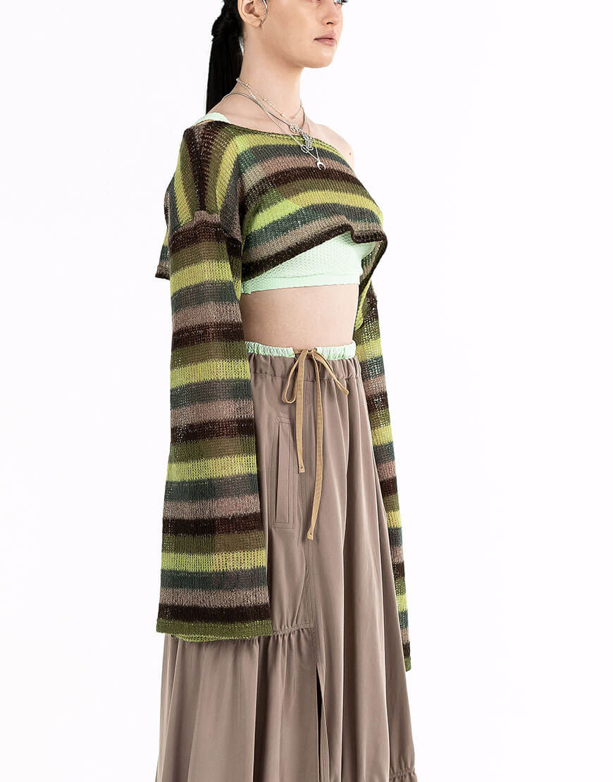 Seven_Eleven_ZDO_168 Светр з зеленої смугастої в‘язки 7/11 SEVEN ELEVEN (SE_SE25Slv_Grn) - фото 3