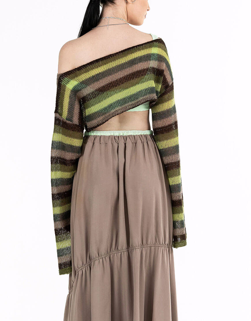 Seven_Eleven_ZDO_169 Светр з зеленої смугастої в‘язки 7/11 SEVEN ELEVEN (SE_SE25Slv_Grn) - фото 4