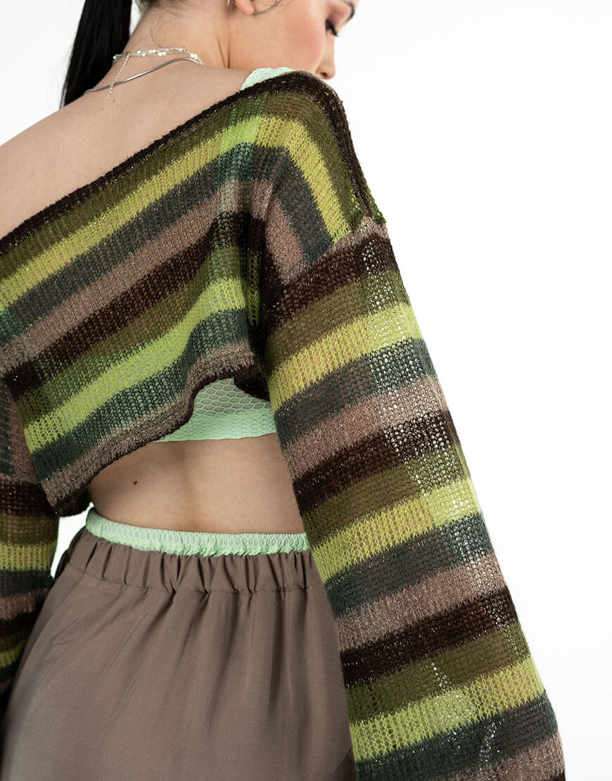 Seven_Eleven_ZDO_171 Светр з зеленої смугастої в‘язки 7/11 SEVEN ELEVEN (SE_SE25Slv_Grn) - фото 6