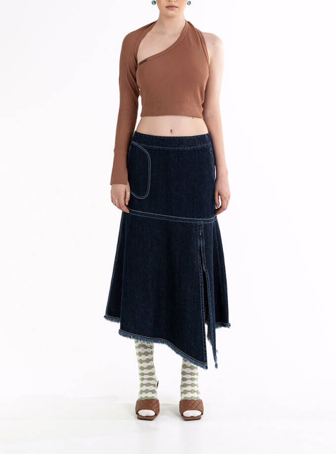 Спідниця синя джинсова кльош асиметрична 7/11 SEVEN ELEVEN (SE_SE25SkAsm_Bl)