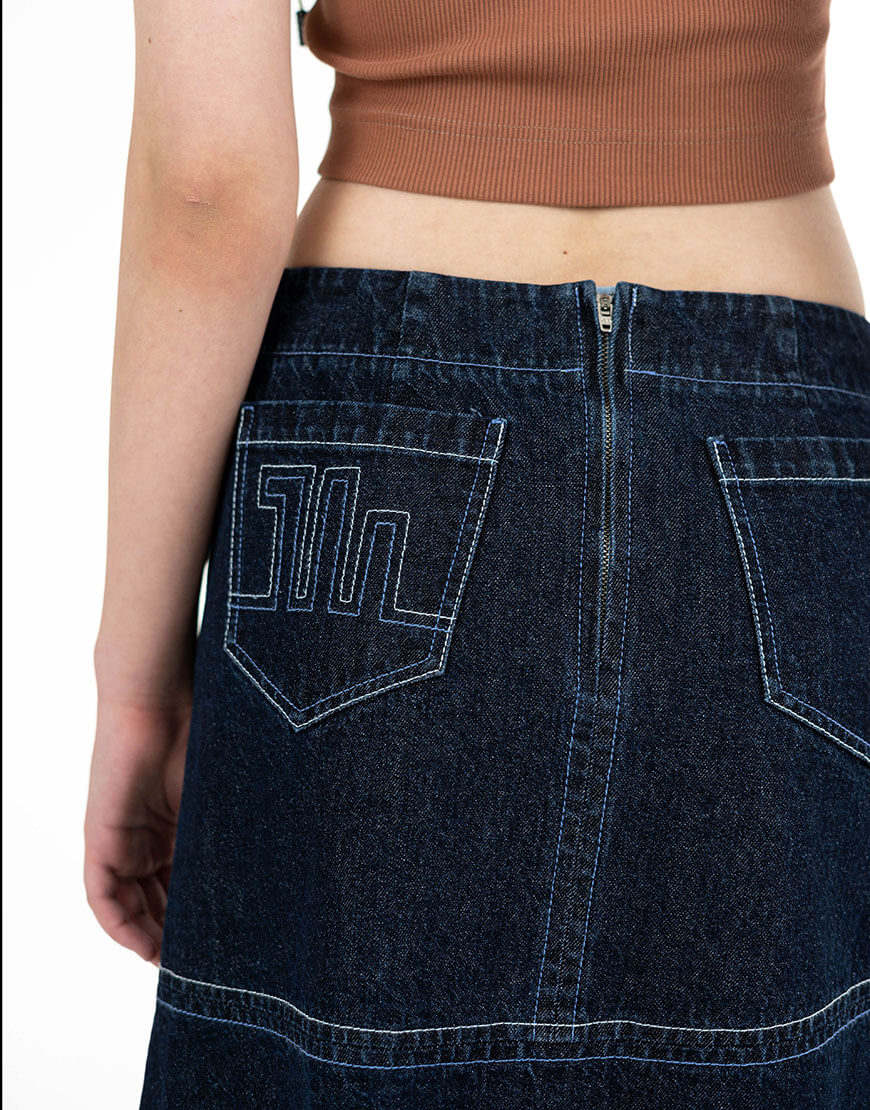 Seven_Eleven_ZDO_241 Спідниця синя джинсова кльош асиметрична 7/11 SEVEN ELEVEN (SE_SE25SkAsm_Bl) - фото 5