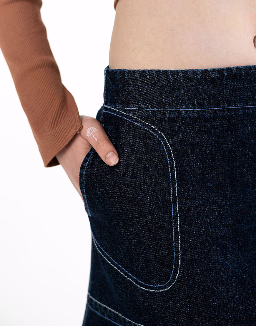 Seven_Eleven_ZDO_248 Спідниця синя джинсова кльош асиметрична 7/11 SEVEN ELEVEN (SE_SE25SkAsm_Bl) - фото 6