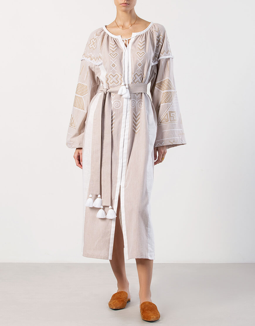 1MzSJZUgOfbXQVasbbTt5kqRUgx4aqpOGmhq1eJe Вишита сукня ніжно бежевого кольору Zozulya ETNODIM (ETN_Zozulya) - фото 2