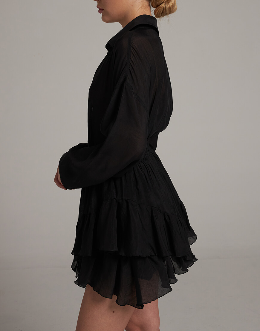 2 Вільна сорочка із паском у чорному кольорі ATTIE (ATT_SRTBL02) - фото 8