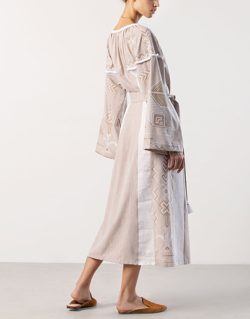 2hn4ipizR2wxVKtwy8NEsy5fR6w1FZjQYZO9b4Os Вишита сукня ніжно бежевого кольору Zozulya ETNODIM (ETN_Zozulya) - фото 4