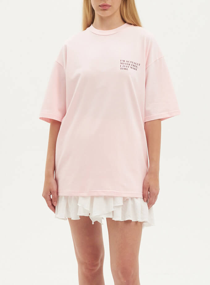 Оверсайз футболка з написом рожевого кольору ATTIE (ATT_TSRTP04)