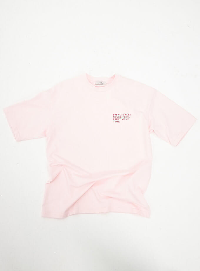Оверсайз футболка з написом рожевого кольору ATTIE (ATT_TSRTP04)