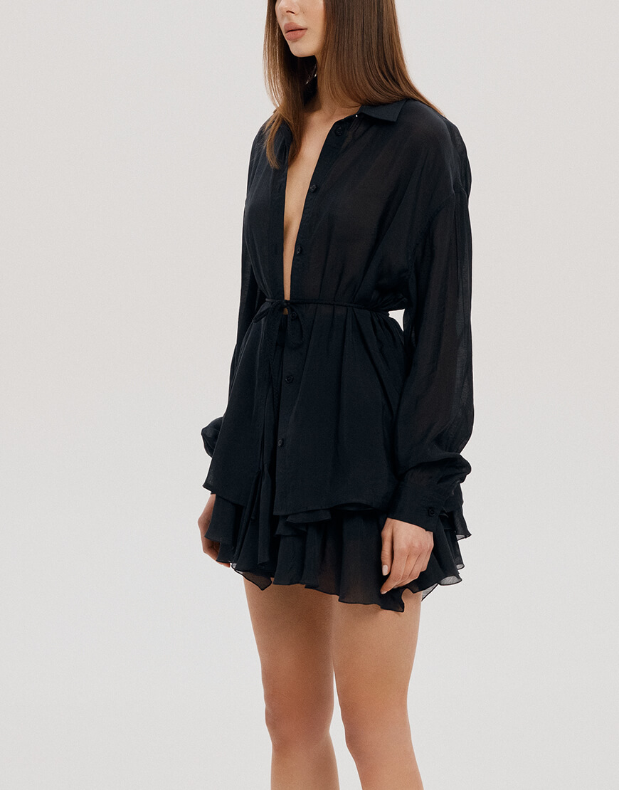 9 Вільна сорочка із паском у чорному кольорі ATTIE (ATT_SRTBL02) - фото 4