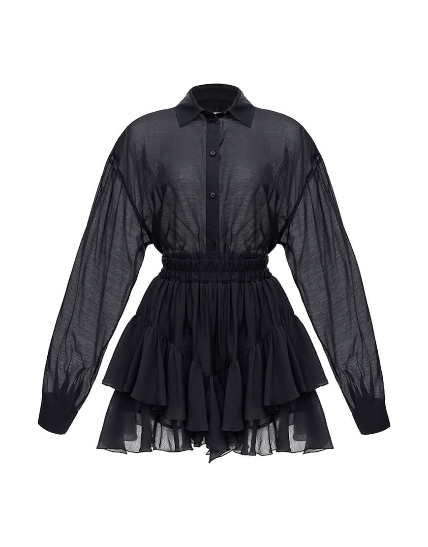 OneDrive Вільна сорочка із паском у чорному кольорі ATTIE (ATT_SRTBL02) - фото 9