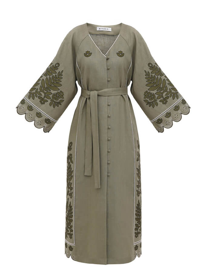 Лляна вишита сукня на ґудзиках Smereka ETNODIM (ETN_Smereka)