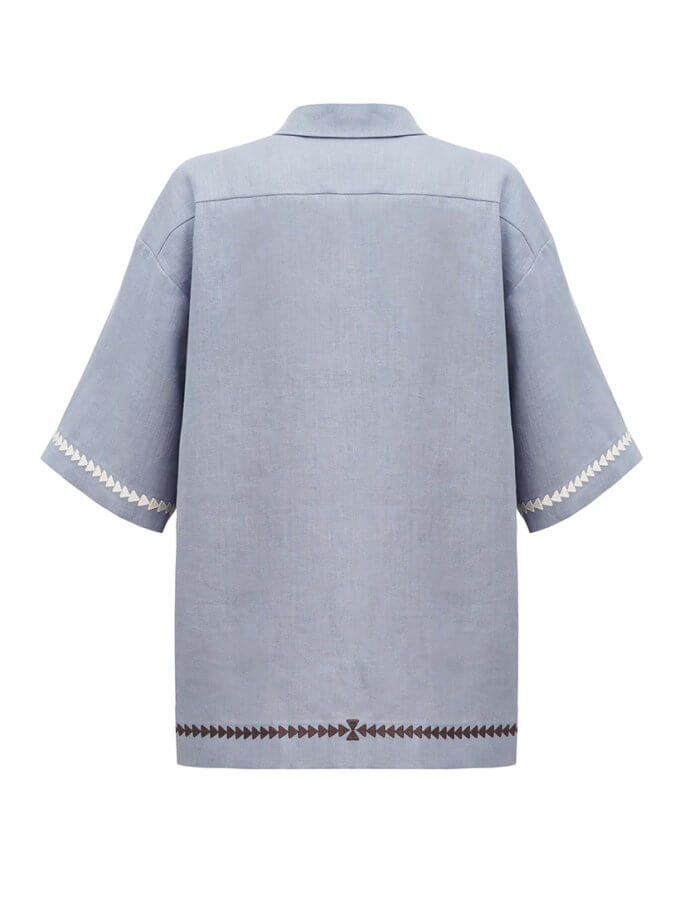 Жіноча вишита сорочка блакитного кольору Кий ETNODIM (ETN_Cue)