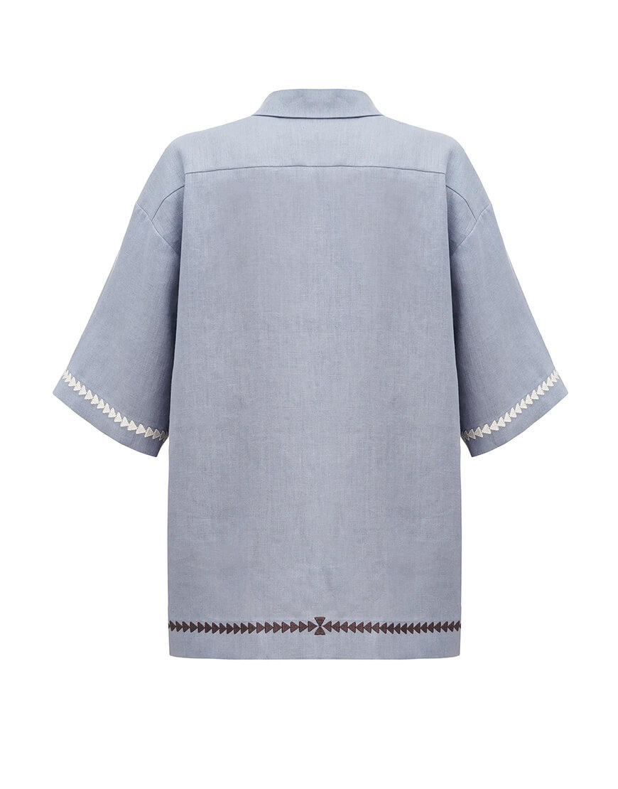 BaMyNU81gU0cSTjvFF3sNnnzyX4JUIFG0txJV802 Жіноча вишита сорочка блакитного кольору Кий ETNODIM (ETN_Cue) - фото 2