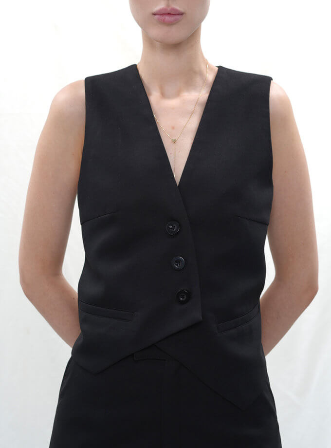 Жилет асиметричного крою чорного кольору TWINSIS CLOTHES (TW_FL 137112)