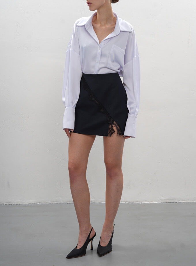 Спідниця міні темно-синього кольору з чорним мереживом TWINSIS CLOTHES (TW_FL 137505)