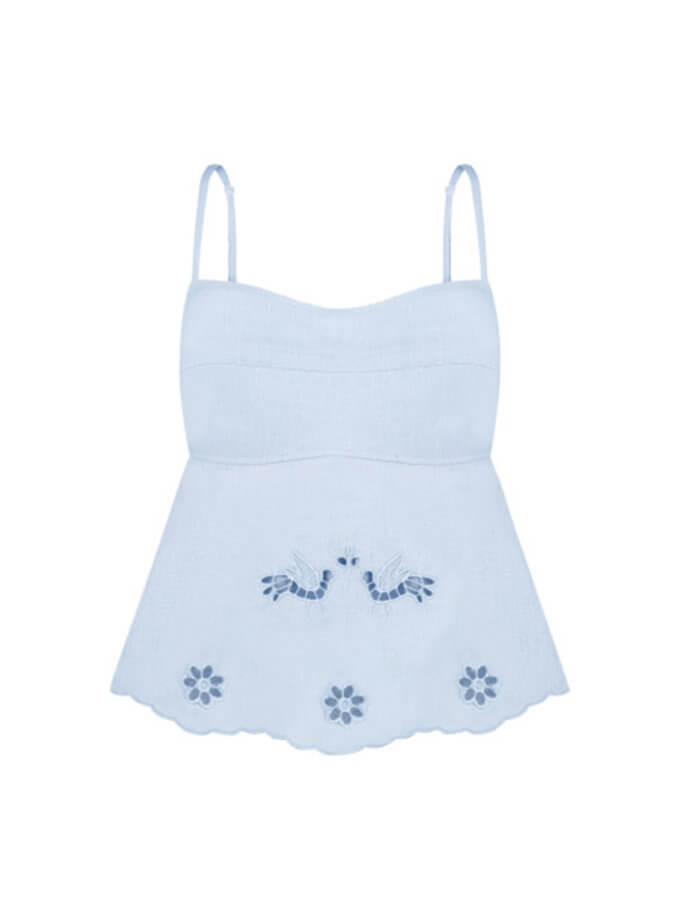 Дерево життя блакитний топ FOBERINI (FOBERI_SS24013XSS)