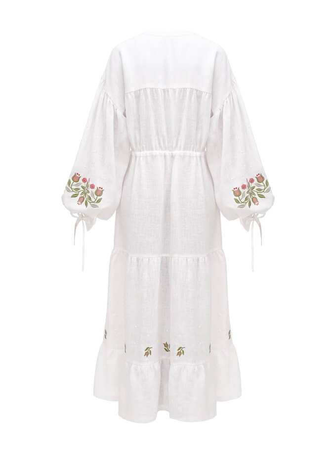 Вишита сукня міді з рослинним орнаментом Пелагея ETNODIM (ETN_Pelagia_dress)