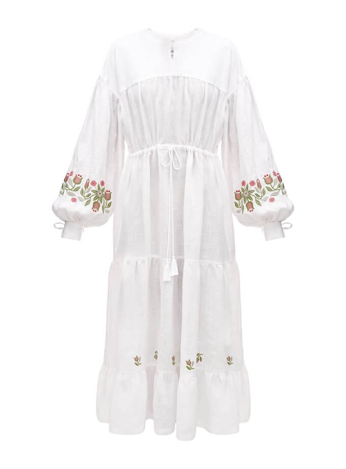 Вишита сукня міді з рослинним орнаментом Пелагея ETNODIM (ETN_Pelagia_dress)