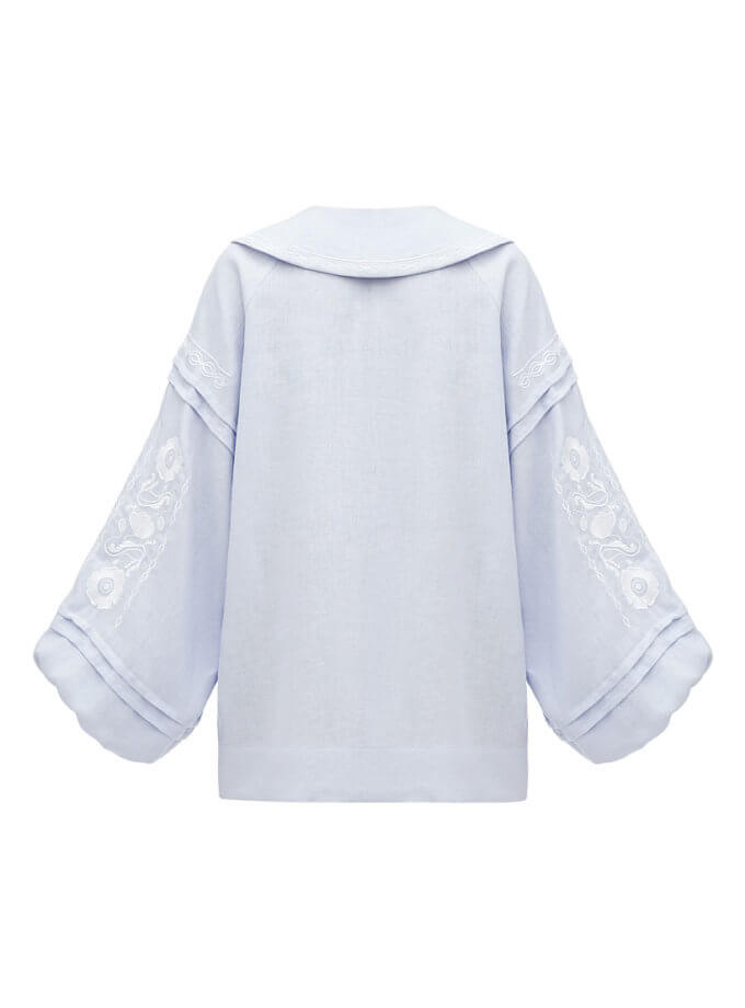 Ніжно-блакитна вишиванка з білою вишивкою Дніпряна ETNODIM (ETN_Dnipro_blue)