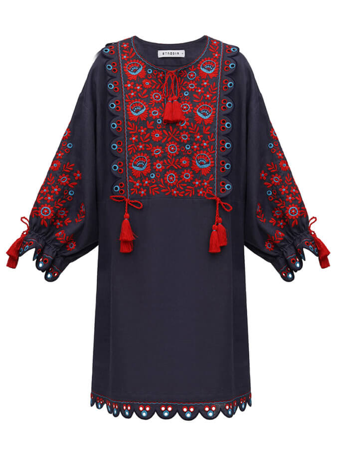 Коротка вишита сукня Лемківщини Lemky ETNODIM (ETN_Lemky)