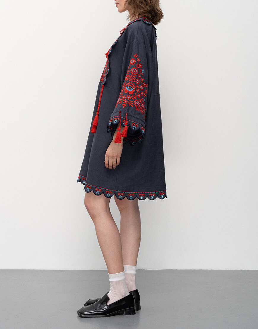rRJtxqvMBzQYJFhGPhoaUqVwhZHzbeEfOoGJPjWL Коротка вишита сукня Лемківщини Lemky ETNODIM (ETN_Lemky) - фото 5