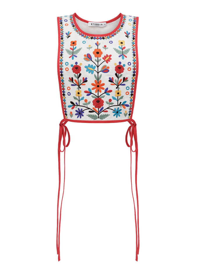 Лляний вишитий жилет із зав'язками Yaryna zhylet ETNODIM (ETN_zhylet)