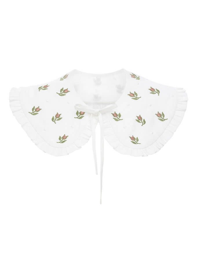 Білий комір з квітковим орнаментом Пелагея ETNODIM (ETN_Pelagia)