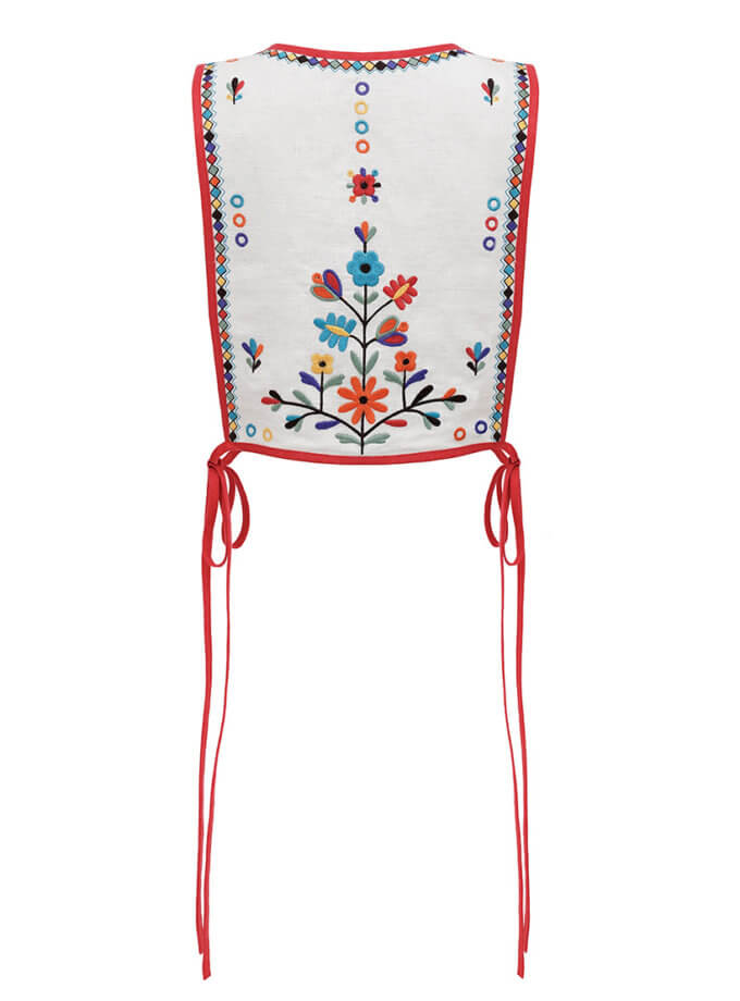 Лляний вишитий жилет із зав'язками Yaryna zhylet ETNODIM (ETN_zhylet)