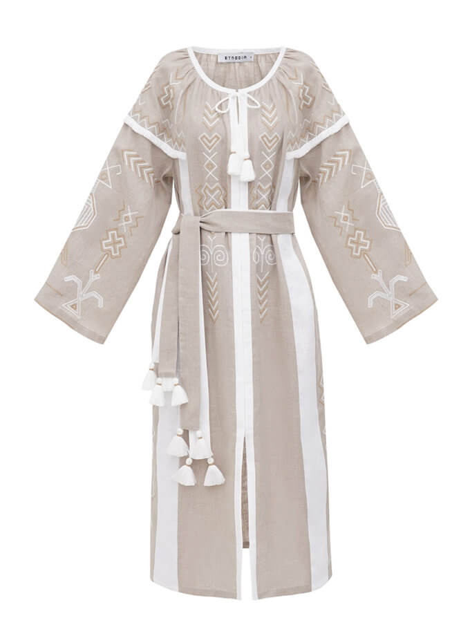 Вишита сукня ніжно бежевого кольору Zozulya ETNODIM (ETN_Zozulya)