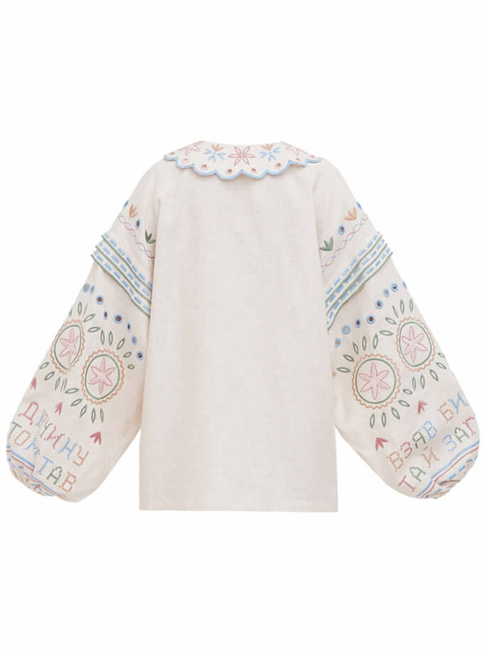 Вишиванка з бежевого льону та комірцем Bandura ETNODIM (ETN_Bandura)