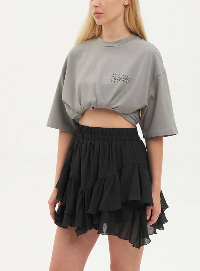 Оверсайз футболка з написом сірого кольору ATTIE (ATT_TSRTG04)