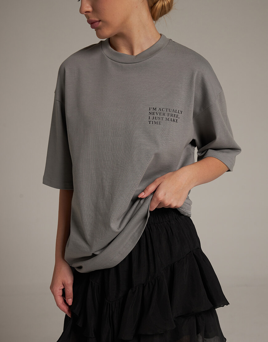 вфіа Оверсайз футболка з написом сірого кольору ATTIE (ATT_TSRTG04) - фото 5