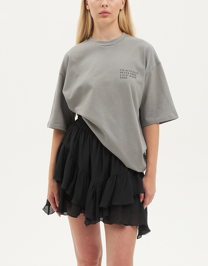 уауц Оверсайз футболка з написом сірого кольору ATTIE (ATT_TSRTG04) - фото 3