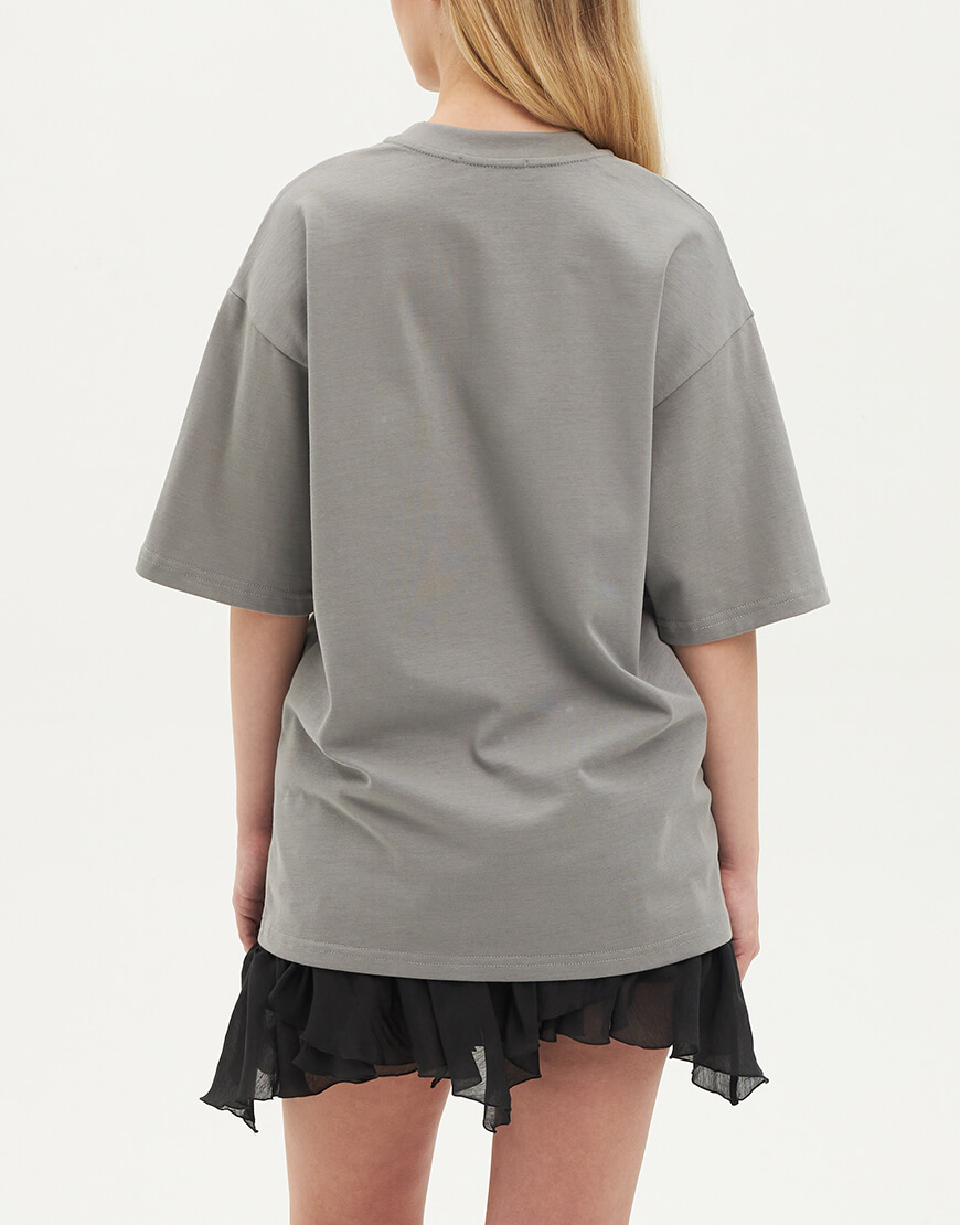цв Оверсайз футболка з написом сірого кольору ATTIE (ATT_TSRTG04) - фото 4