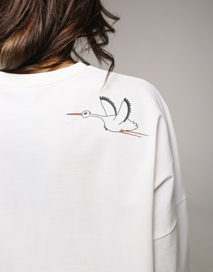 3862-3 Білий лонгслів з лелекою ANNA YAKOVENKO (AY_3862) - фото 4