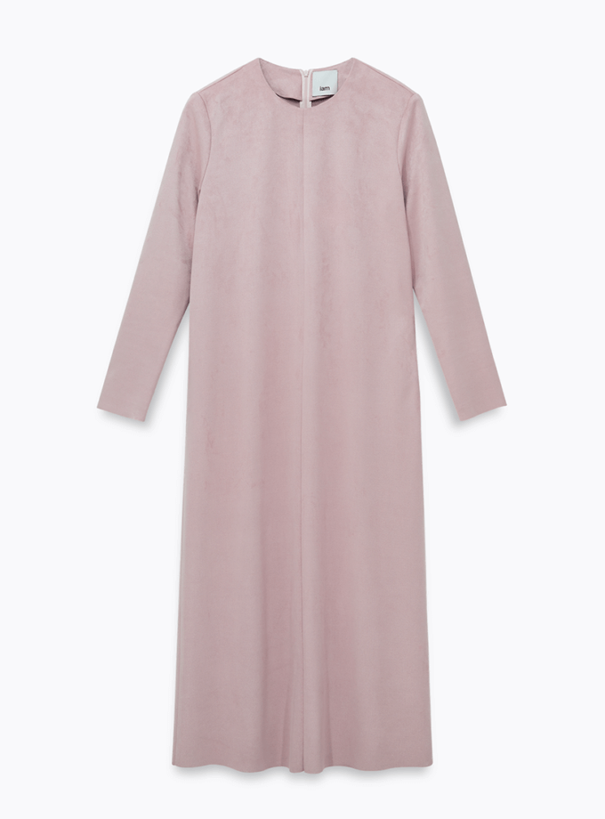 Сукня з екозамші пудрова IAM (IAM_PWD/SUE/DR)