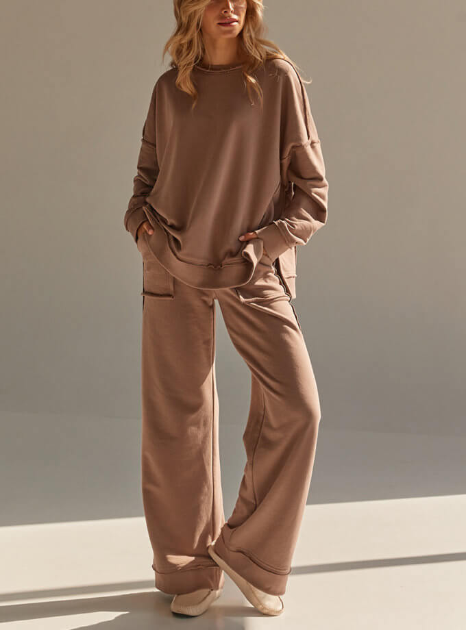 Штани з накладнми кишенями у кольорі мокко MAXAVI (MX2413)