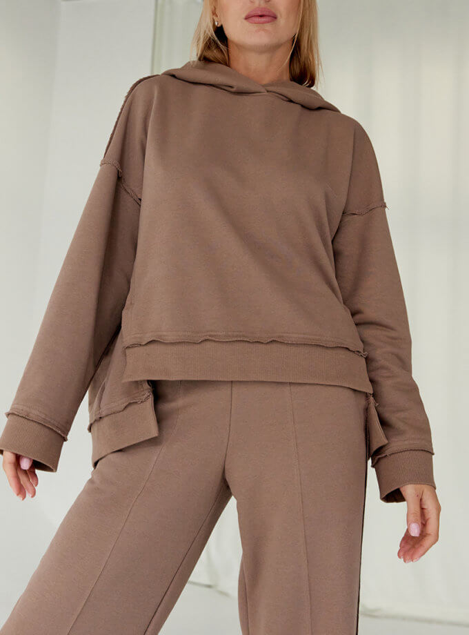 Худі зі швами назовні у кольорі мокко MAXAVI (MX2416)