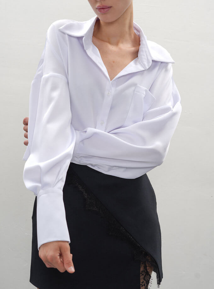 Сорочка сатинова білого кольору TWINSIS CLOTHES (TW_FL 117449)