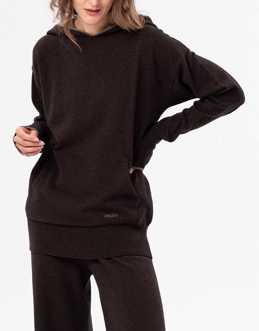 DSC05700 Худі з вовни коричневий CHALETY (CHLT_Lausanne_Hoodie_ Bruno) - фото 4