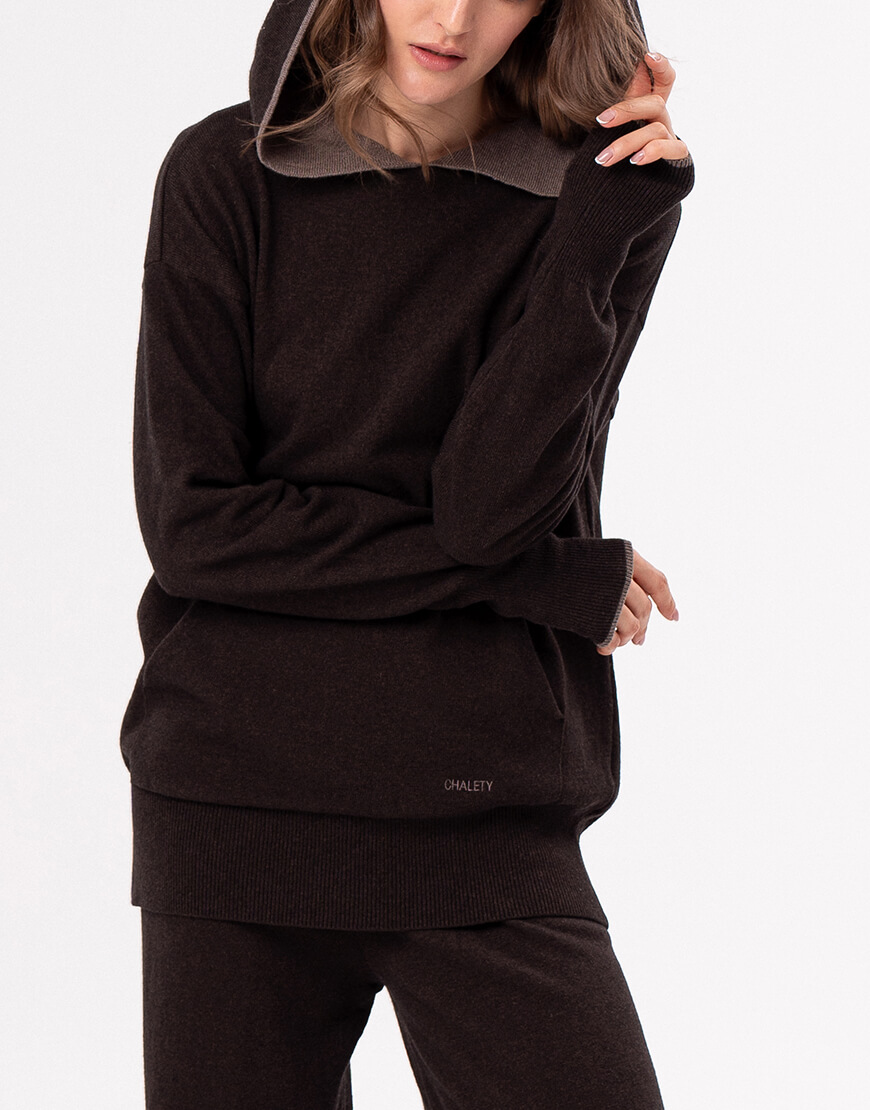 DSC05768 Худі з вовни коричневий CHALETY (CHLT_Lausanne_Hoodie_ Bruno) - фото 3
