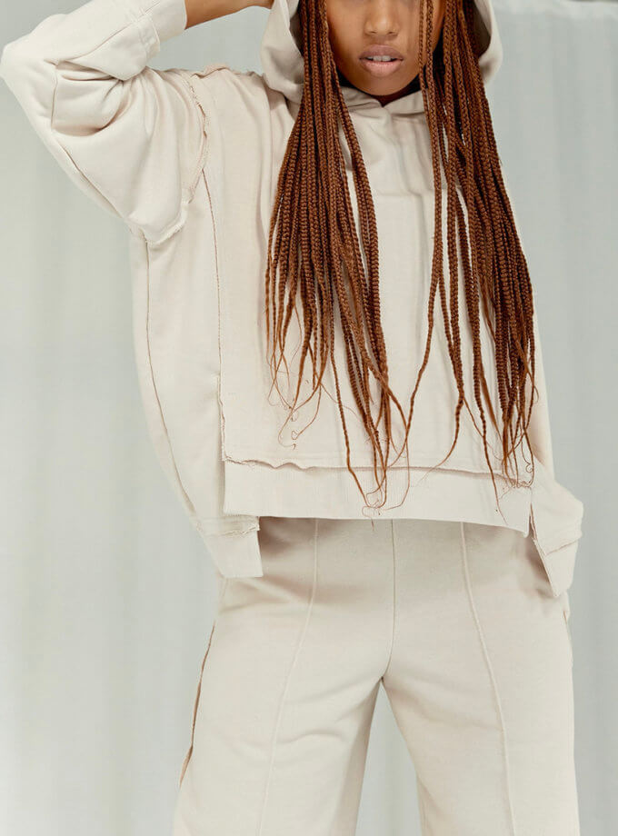 Худі зі швами назовні у молочному кольорі MAXAVI (MX2418)