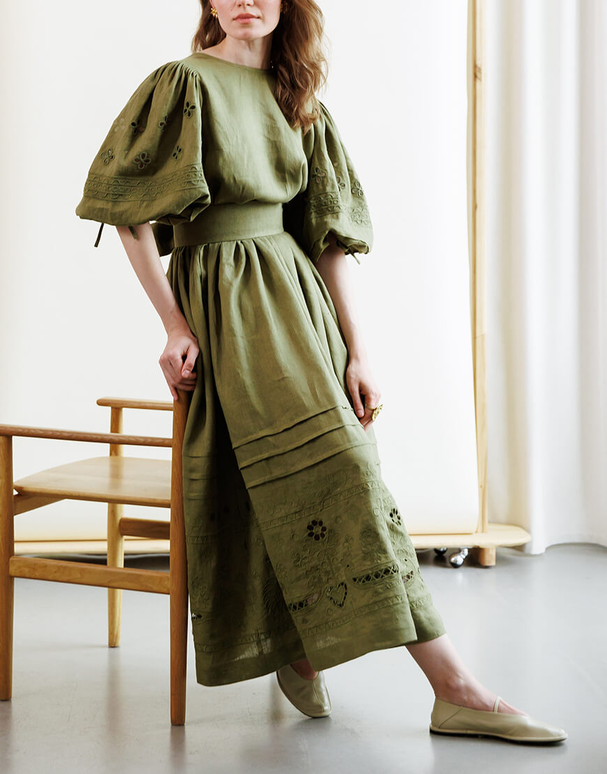 IMG_0548 Сукня Ярина оливкова EMBROIDERED GEM (EMBR_0524\8) - фото 2