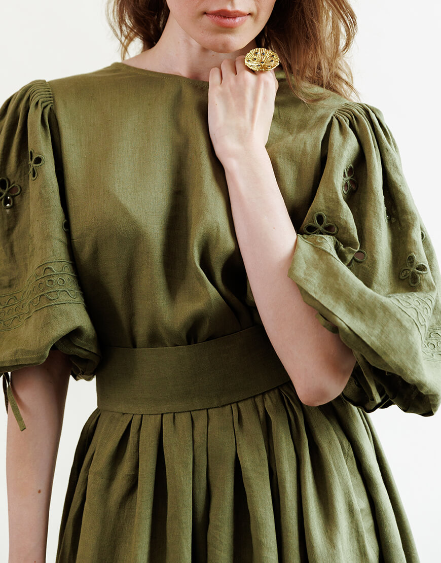 IMG_0608 Сукня Ярина оливкова EMBROIDERED GEM (EMBR_0524\8) - фото 6