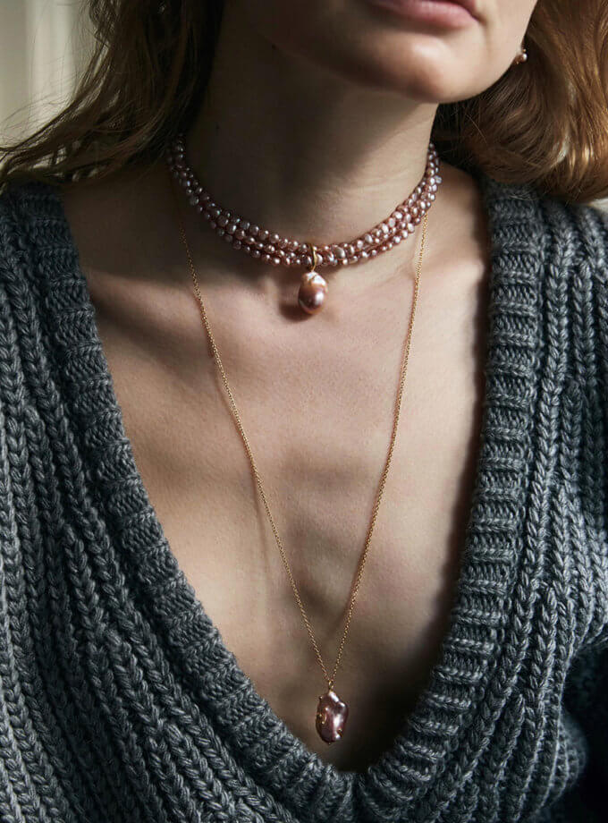 Барокова перлина на довгому ланцюжку SOLAR SILVER (SLSR_SSN_101)