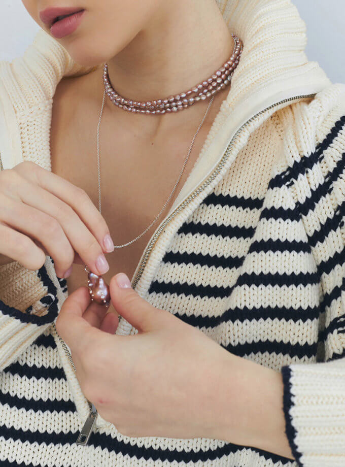 Барокова перлина на довгому ланцюжку silver SOLAR SILVER (SLSR_SSN_103)