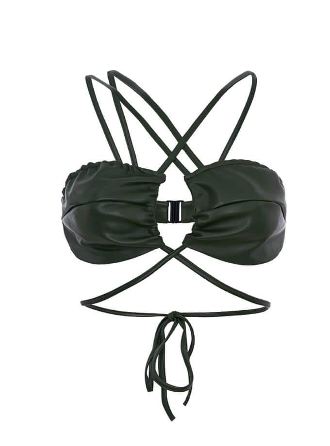 Топ шкіряний із зав'язками хакі ROSCA (RSC-top-8/1)