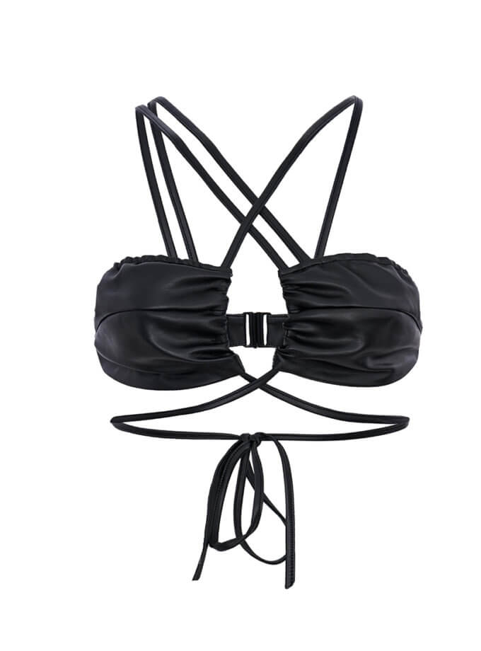 Топ шкіряний із зав'язками чорний ROSCA (RSC-top-8/4)